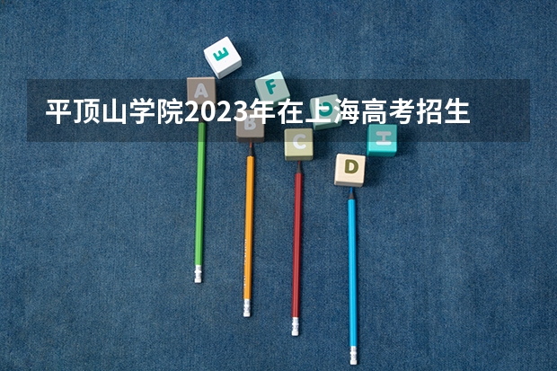 平顶山学院2023年在上海高考招生多少人